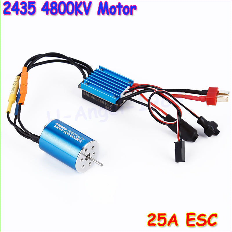 RC Car Model Parts 2435 4800KV 4P Sensorless Brushless Motor with 25A Brushless ESC for 1/16 1/18 RC Car Off Road Truck